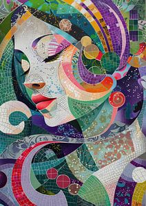 Female Face | Modern Female Portrait with Colourful Patterns