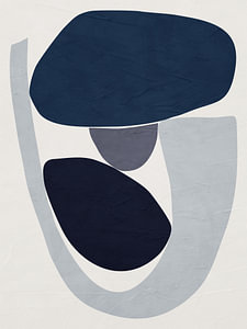 Moderne abstrakte Kunst, organisch, geometrisch, blau und beige.