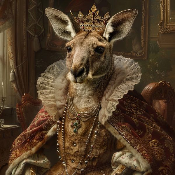 Kangourou en portrait animalier de style baroque par Poster Art Shop