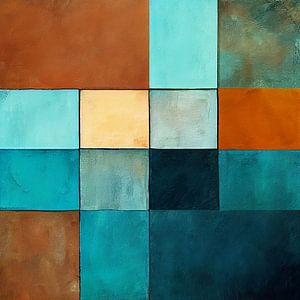 Helder perspectief in aqua, blauw en bruin van Color Square