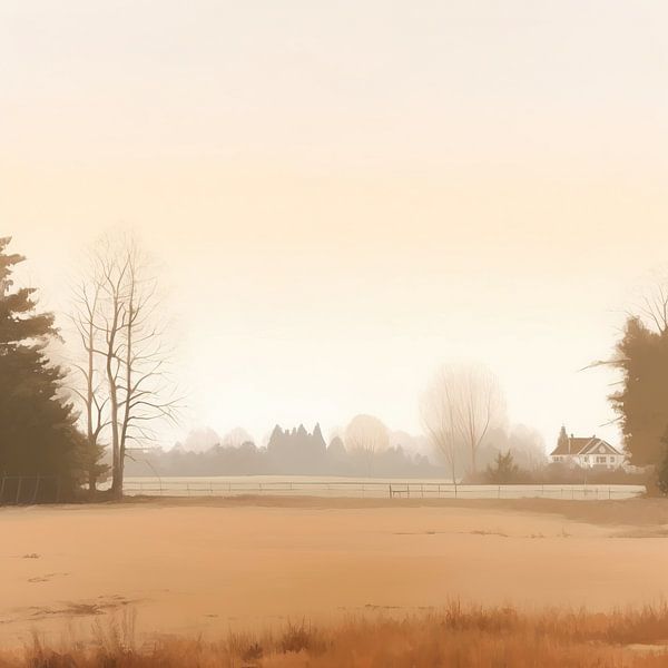 Beige Malerei Harmonische Ruhe | Natürliche Ruhe von Blickfänger Gemälde