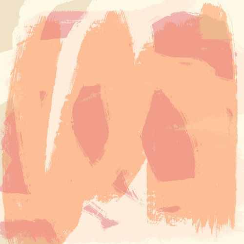 Dromenland. Landschap in pasteltinten. Moderne abstracte kunst in perzikroze