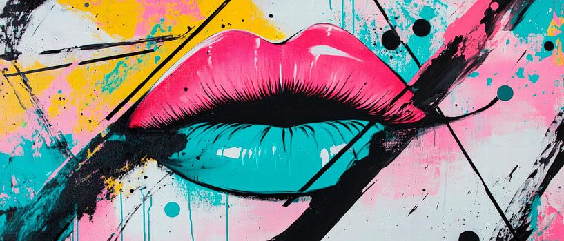 Artful lips in vibrant colours by Poster Art Shop