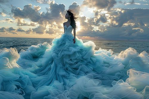 bride in the surf