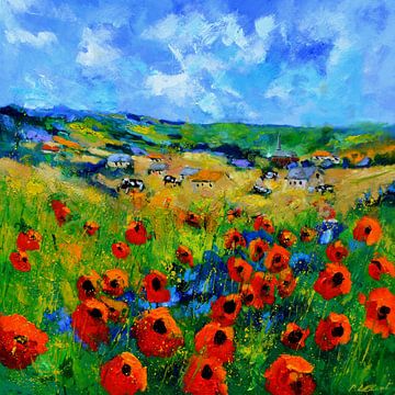 Red poppies in the country side