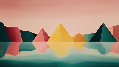 Pyramides et collines aux couleurs douces