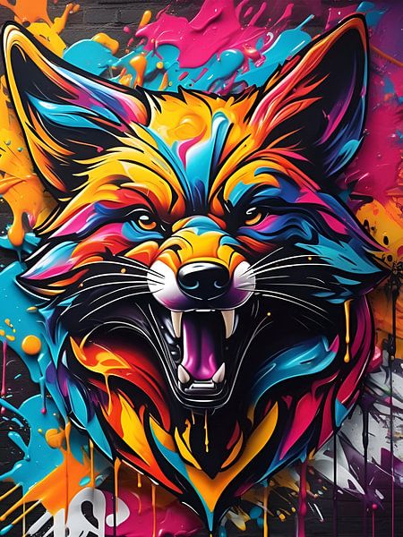 Aggressive fox, graffiti by Makar Mokrynskyi