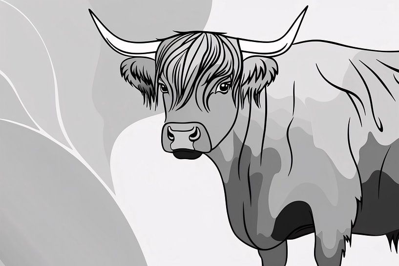 Minimalist Scottish Highlander art by Art & Soul Creations