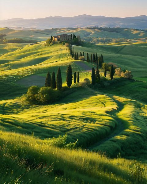 Zachte heuvels, heldere gloed van fernlichtsicht
