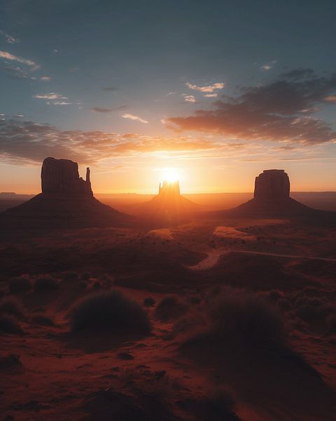 Vroeg licht in Monument Valley van fernlichtsicht