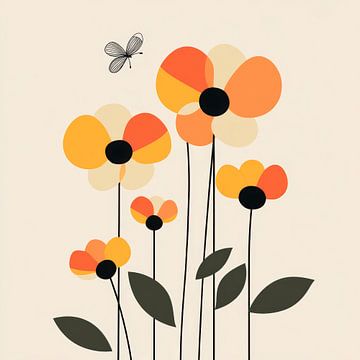 Des fleurs avec des mouches sur Poster Art Shop