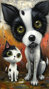 Hund - Katze - Cartoon