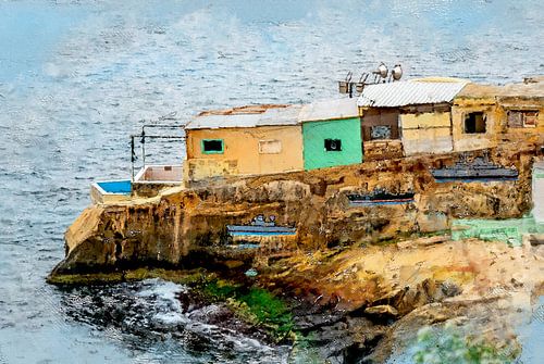 Malta Valetta stad aquarel schilderij #malta