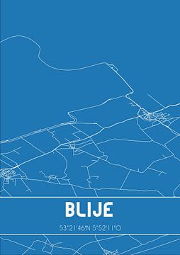 Blauwdruk | Landkaart | Blije (Fryslan) van MijnStadsPoster
