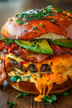 Sappige hamburger met avocado en kaas van Poster Art Shop