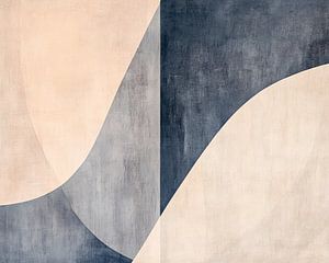 Blaue Kurve | Abstrakte Kurve Beige Blau