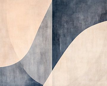 Blue Curve | Abstract Curve Beige Blue by Modern Collection