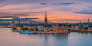 Panorama d'un coucher de soleil à Stockholm, Suède