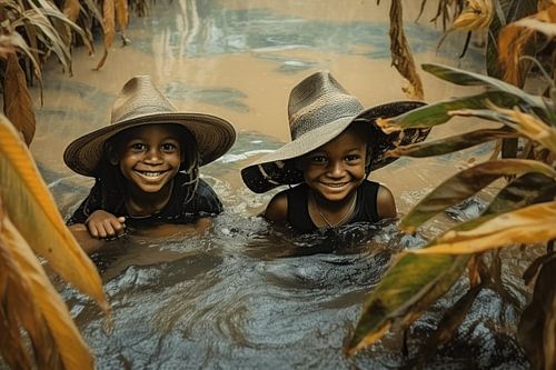 Spielen im Suriname-Fluss