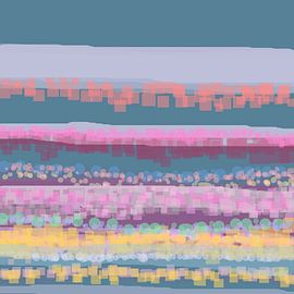 geometrische Landschaft mit Kreisen und Quadraten 2 von Claudia Gründler