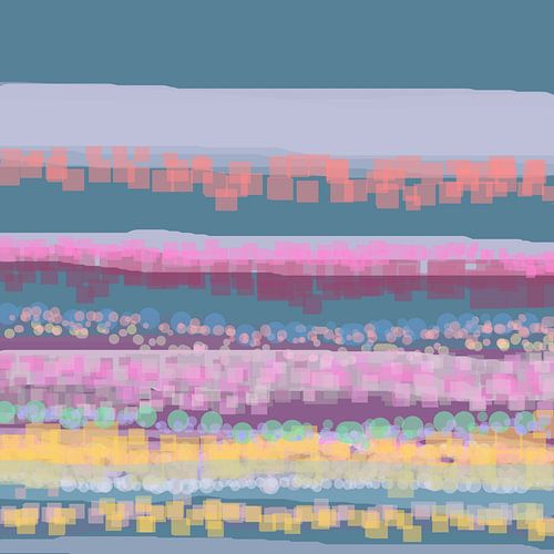 Geometrisch landschap met cirkels en vierkanten 2