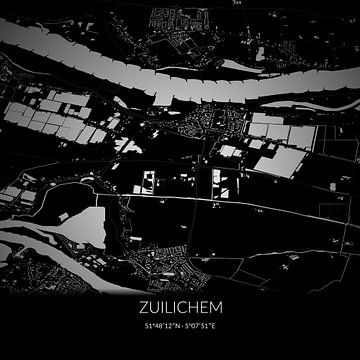 Carte en noir et blanc de Zuilichem, Gelderland. sur Rezona
