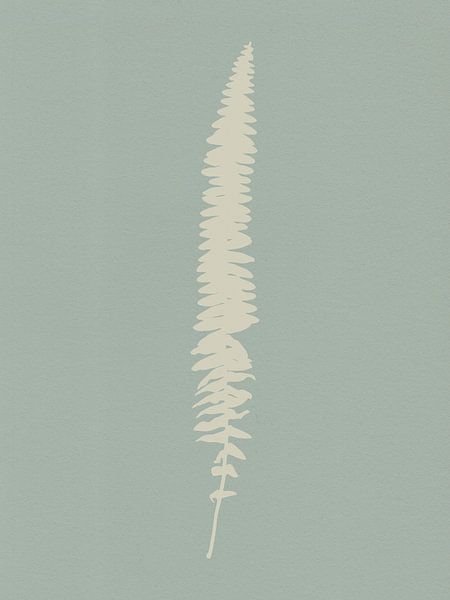Minimalist Botanical. White fern on sage. by Dina Dankers