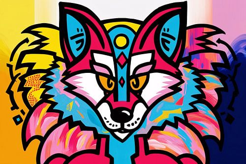 Kleurrijke vos in pop-art stijl