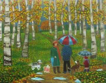 A walk in the autumn rain. van Gloria Gill