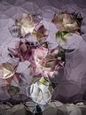 nature morte avec des fleurs en rose avec violet (résumé) par Marjolijn van den Berg Aperçu