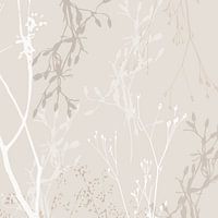 Botanische planten. Delicaat patroon met wilde bloemen en kruiden. Zachte pastelkleuren, grijsbeige achtergrond