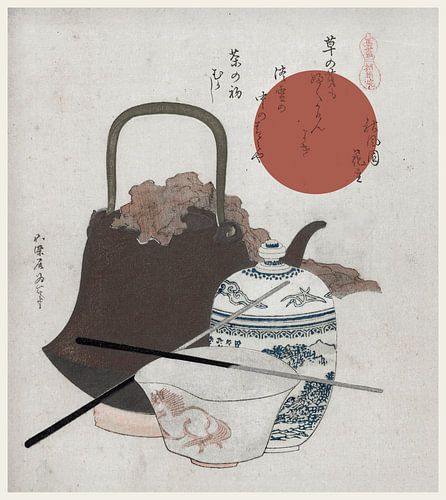 Stilleben mit Teekanne, Porzellankanne und aufgehender Sonne [Japan] von Affect Fotografie
