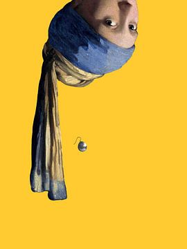 Vermeer Meisje met de Parel ondersteboven popart van Miauw webshop