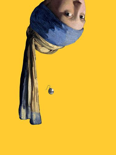 Vermeer La Jeune Fille à la Perle la tête en bas pop art sur Miauw webshop