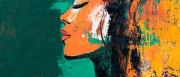 Colourful portrait sketch of a woman by Poster Art Shop