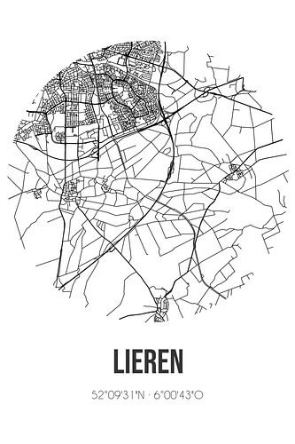 Lieren (Gelderland) | Landkaart | Zwart-wit