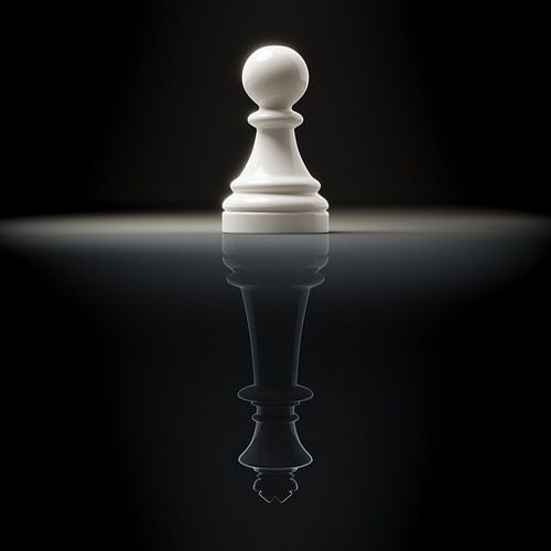Pion d'échecs avec réflexion du roi sur Markus Gann