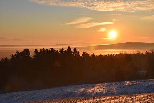 A sunrise on a cold morning