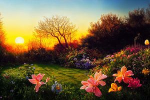 Blumen in einem Park im Frühling Illustration