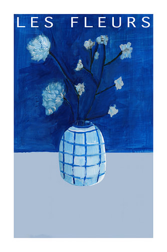 Franse blauwe bloemenvaas