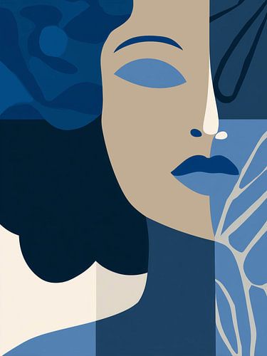 Portrait bleu aux aplats apaisants