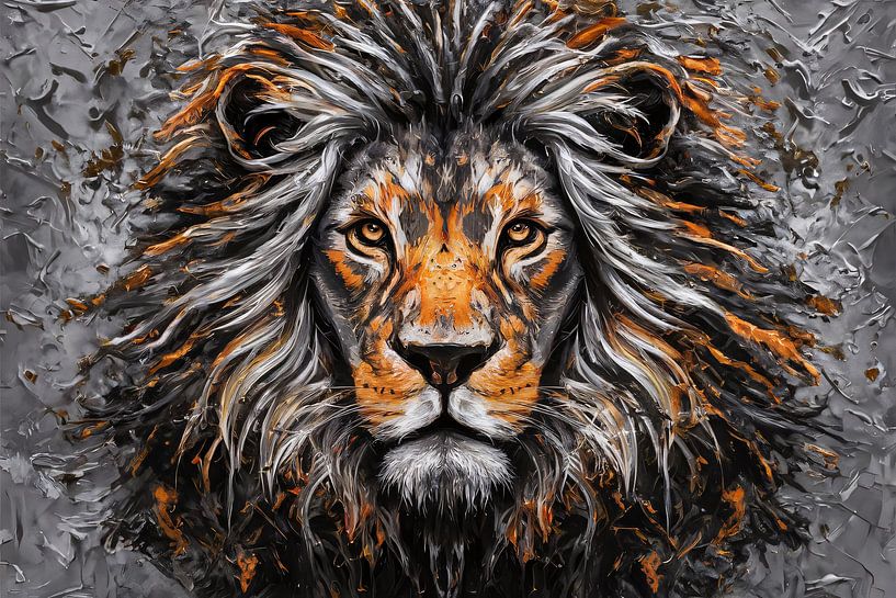 Majestätische abstrakte Löwe Porträt von Art & Soul Creations