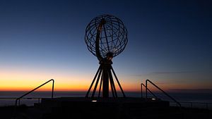 Sonnenuntergang am Nordkap in Norwegen.