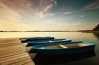 Boote am Steg im Sonnenuntergang von Frank Herrmann Miniaturansicht