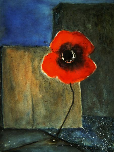 Muurbloem - Rode papaver van Christine Nöhmeier