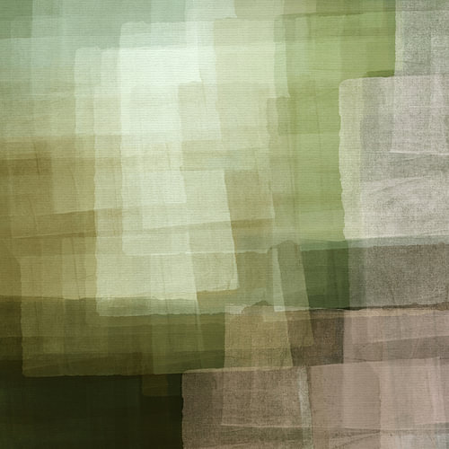 Abstract art in green, white, taupe. Set of 2. No. 1