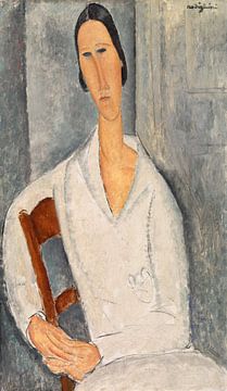 Amedeo Modigliani,Madame Hanka Zborowska Leunend op een Stoel