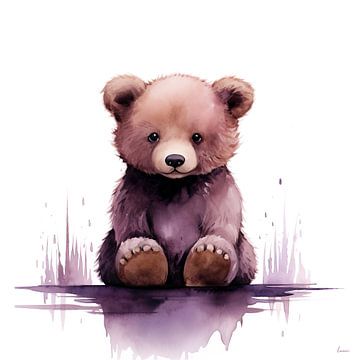 Sitting bear in watercolour. by Lauri Creates