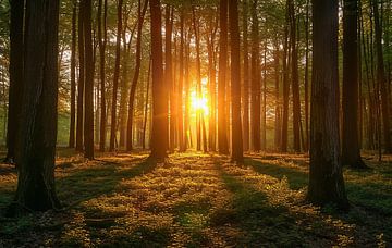 Helder ochtendlicht in het bos van fernlichtsicht