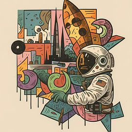 Illustration astronaut and rocket by Emiel de Lange